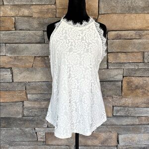 Stunning white floral lace halter tank top